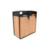 Mülleimer mit 2 Trennfächern aus Aluminium  und Holz