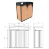 Mülleimer mit 2 Trennfächern aus Aluminium  und Holz – Bild 2